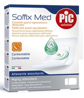 Cerotto pic soffix med in tnt con tampone centrale assorbente sterile monouso sterile 25x10 cm antibatterico 3 pezzi