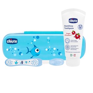 Chicco set dentale azzurro con fluoro