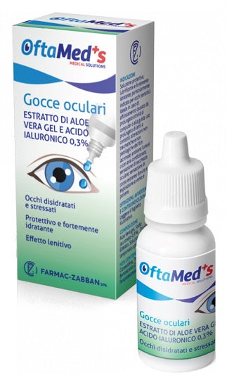 Oftamed's gocce oculari occhi disidratati e stressati estratto aloe vera gel e acido ialuronico 0,3% 10 ml