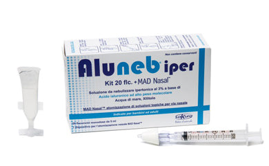 Aluneb kit soluzione ipertonica 3% 20 flaconcini + mad nasal atomizzatore