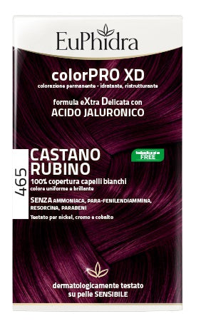 Euphidra colorpro xd 465 cast rubino gel colorante capelli in flacone + attivante + balsamo + guanti