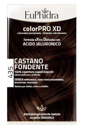 Euphidra colorpro xd 435 castano fondente gel colorante capelli in flacone + attivante + balsamo + guanti