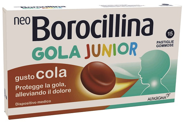 Neoborocillina gola junior 15 pastiglie gusto cola