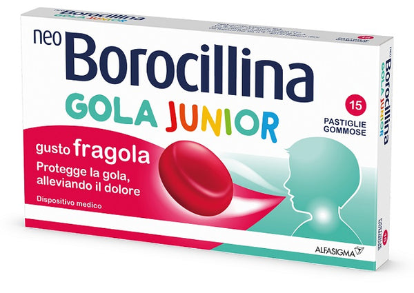 Neoborocillina gola junior 15 pastiglie gusto fragola