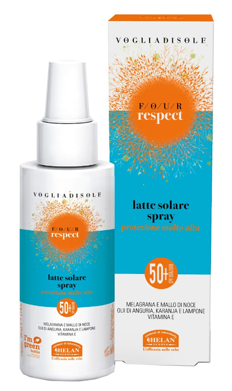 Vogliadisole four respect latte solare spray spf50 viso e corpo 100 ml