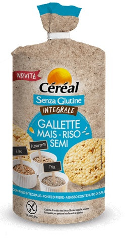 Cereal senza glutine integrale gallette mais riso semi 115 g