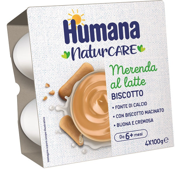 Humana merenda latte biscotto 4 pezzi da 100 g