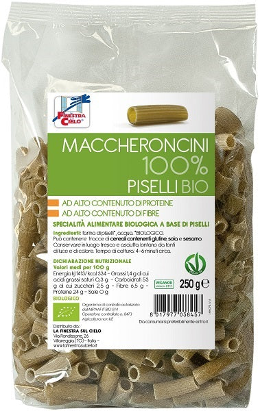 La finestra sul cielo maccheroncini piselli 100% bio 250 g