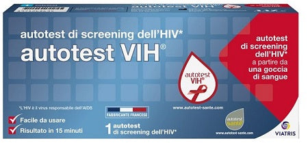 Autotest vih screening dell'hiv contiene 1 autotest + soluzione + bisturi + cerotto + garza + salvietta disinfettante