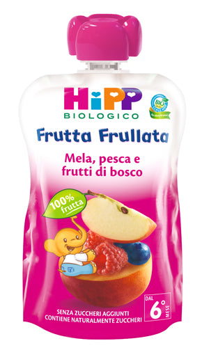 Hipp bio frutta frullata mela pesca frutti di bosco 90 g