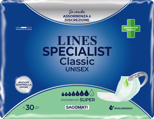 Pannolone lines specialist classic sagomato super 30 pezzi