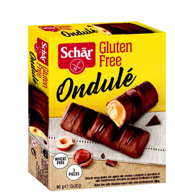 Schar ondule' barrette con ripieno di nocciole ricoperte di cioccolato al latte 3 porzioni da 30 g