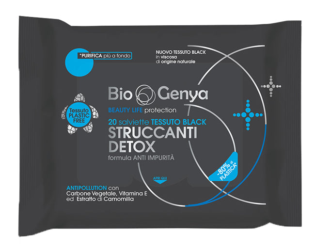 Biogenya beauty life protection 20 salviette tessuto black struccanti detox