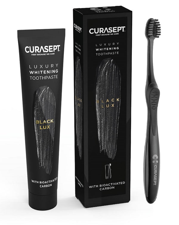 Curasept black luxury whitening dentifricio 75 ml + spazzolino