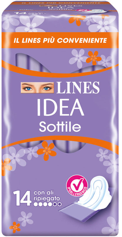 Lines idea assorbente sottile ripiegato con ali 14 pezzi