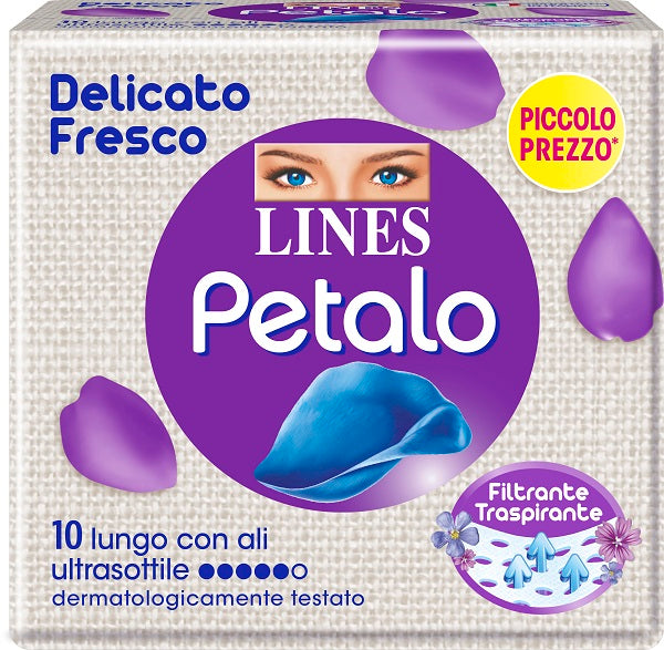 Lines petalo blu assorbente lungo con ali 10 pezzi