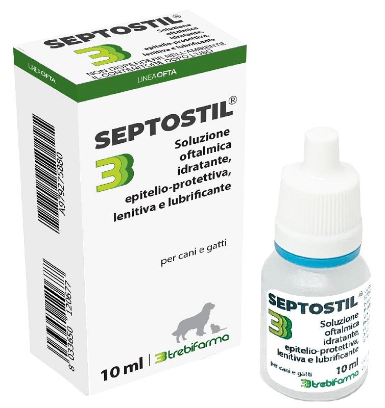 Septostil soluzione oftalmica idratante epitelio protettiva lenitiva lubrificante per cani e gatti 10 ml