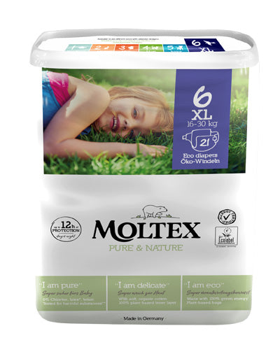 Pannolini moltex pure & nature extra large tg 13/18 kg 6 pezzi