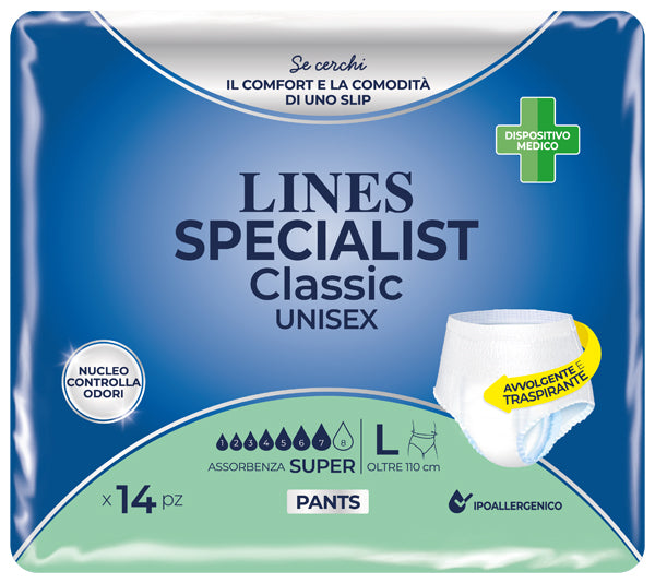 Pannolone a mutanda lines specialist classic pants super l 14 pezzi