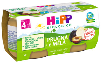 Hipp bio omogeneizzato prugna e mela 2 x 80 g