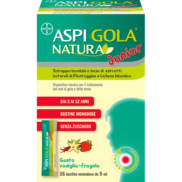 Aspi gola natura junior 16 bustine monodose da 5 ml