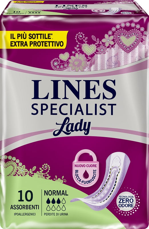 Assorbenti per incontinenza lines specialist lady normal 10 pezzi