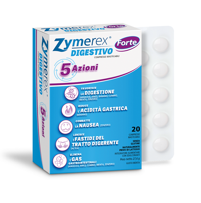 Zymerex digestivo forte 5 azioni 20 compresse masticabili