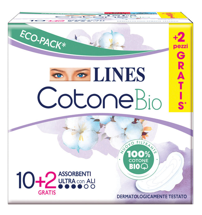 Lines cotone bio ultra ali 10+2 pezzi