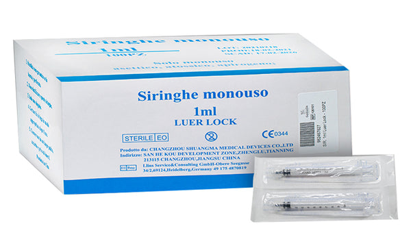 Siringa infusione e irrigazione monouso capacita' 1ml gauge 25 luer lock 100 pezzi