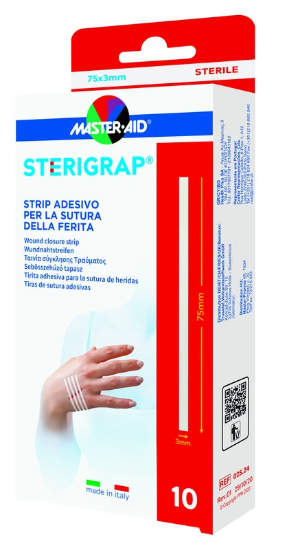 Master-aid sterigrap strip adesivo sutura ferite 75x3 mm 10 pezzi