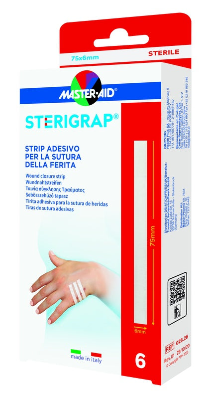 Master-aid sterigrap strip adesivo sutura ferite 75x6 mm 6 pezzi