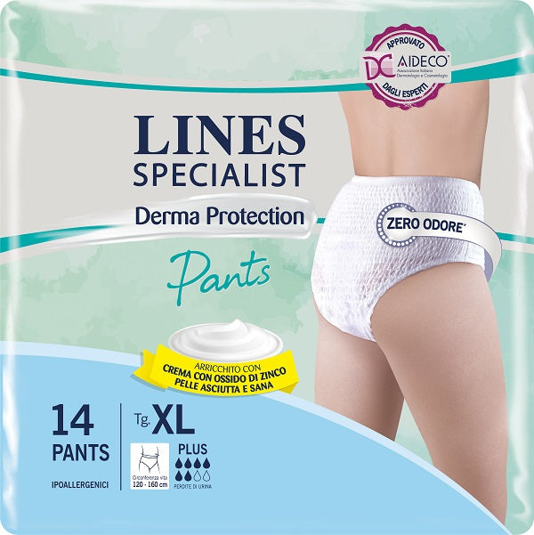 Pannolone per incontinenza lines specialist derma pants plus xl 14 pezzi