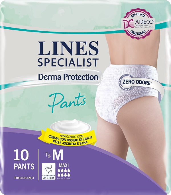 Pannolone per incontinenza lines specialist derma pants maxi m 10 pezzi