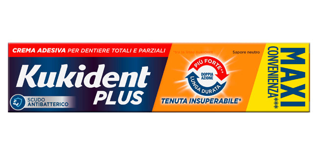 Kukident plus doppia azione tenuta insuperabile crema adesiva dentiere 65 g