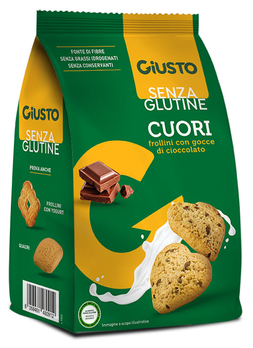 Giusto senza glutine cuori frollini con gocce di cioccolato 200 g