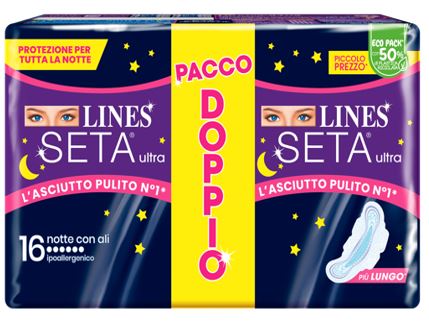 Lines seta ultra assorbenti notte vp dwct 16 pezzi