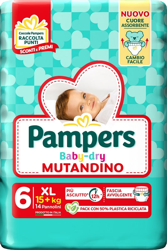 Pampers baby dry pannolino mutandina xl small pack 14 pezzi