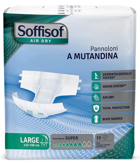 Pannolino mutandina air dry soffisof super l 15 pezzi