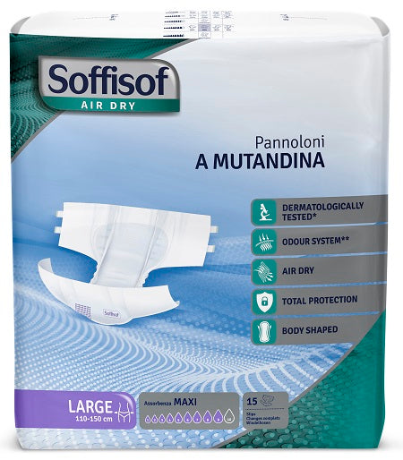 Pannolino mutandina air dry soffisof maxi l 15 pezzi